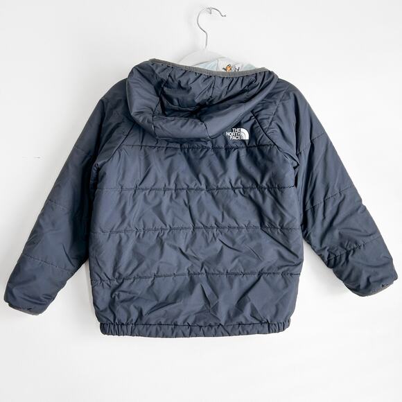 North Face Reversible Perrito Hooded Jacket in Size 5T Dark Gray Skiing Yetis - Picture 2 of 7